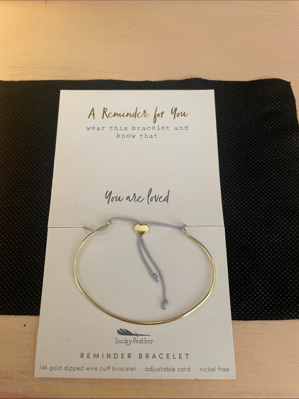 Francesca’s Gold Heart Reminder Bracelet - Gray Cord